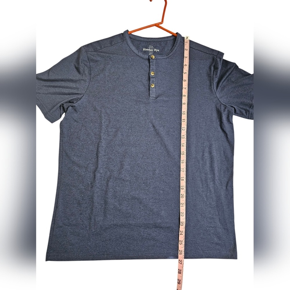 Hawker Rye Mens Medium Tall Henley Navy Blue Recycled Performance Essential Gorp - Picture 6 of 7